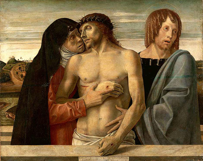 Photo:  Giovanni Bellini, Dead Christ Supported by the Madonna and St John (Pietà),1460